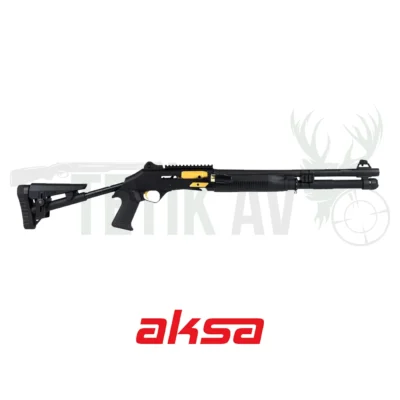 Aksa Crossfire Extreme Wi 12 Kalibre siyah yarı otomatik av tüfeği, taktik plastik kundaklı.