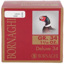 Bornaghi Deluxe 34 gram 12 kalibre yüksek performanslı av fişeği.