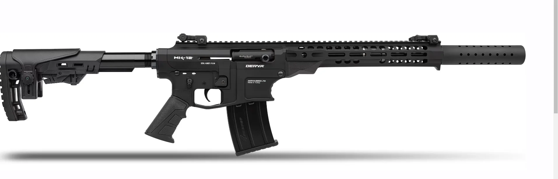 Derya Mk-12 As-500 Şarjörlü Tüfek Derya Mk-12 As-500 12 kalibre yarı otomatik şarjörlü taktik av tüfeği modeli.