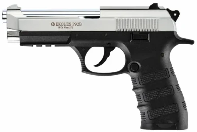 Ekol ES P92 parlak beyaz blowback sistemli 4.5mm CO2 havalı tabanca modeli.