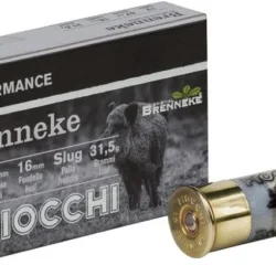 Yüksek tahribatlı Fiocchi Brenneke keçe tapa 12 kalibre tek kurşun domuz fişeği.