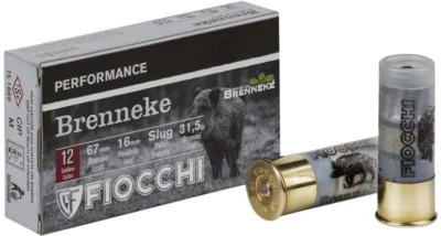 Yüksek tahribatlı Fiocchi Brenneke keçe tapa 12 kalibre tek kurşun domuz fişeği.