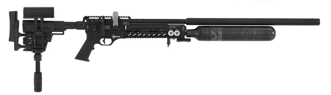 Hatsan Factor Sniper Long taktik PCP havalı tüfek, 700cc karbon tüplü uzun menzil atış silahı.