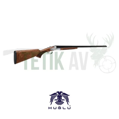 Huğlu 200 Ace beyaz çelik kasalı 12 kalibre tek tetik çifte av tüfeği.
