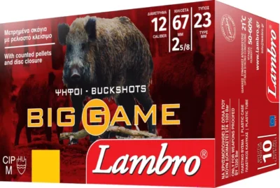Lambro Big Game 12 kalibre 9'lu şevrotin domuz av fişeği yüksek tahribatlı mühimmat.