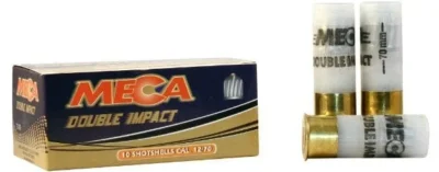 Meca Double Impact 12 kalibre çift tesirli slug tek kurşun domuz avı fişeği.