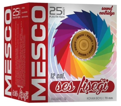 Mesco 12 Kalibre ses fişeği, doğa savunması ve eğitim amaçlı yüksek sesli plastik fişek.