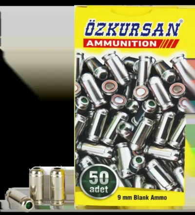 Özkursan 9mm P.A.K. Silver kurusıkı ses tabancası mermisi 50'li paket.