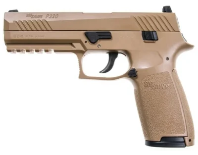Sig Sauer P320 Desert Blowback 4.5mm havalı tabanca, taktik atış ve eğitim modelidir.