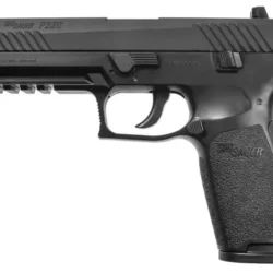 Sig Sauer P320 siyah blowback 4.5mm havalı tabanca, metal sürgülü atış ve eğitim silahı.