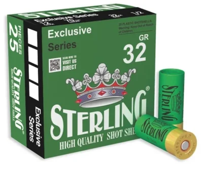 Sterling 32 gram 12 kalibre yüksek çıkış hızlı power tapa profesyonel av fişeği.