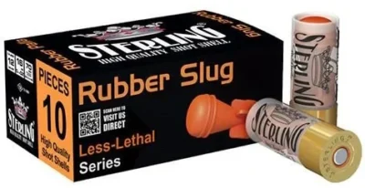 Sterling Rubber 12 kalibre kauçuk tek kurşun slug savunma fişeği kutusu.