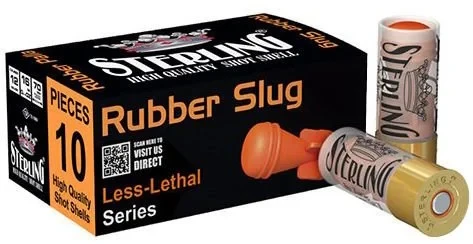 Sterling Kauçuk Tek Slug Fişeği Sterling Rubber 12 kalibre kauçuk tek kurşun slug savunma fişeği kutusu.