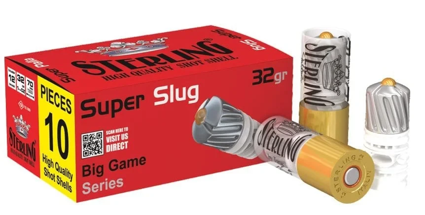 Sterling Super Slug 12 Kalibre Sterling Super Slug 12 kalibre tek kurşun domuz kurşunu av fişeği yüksek performans sunar.