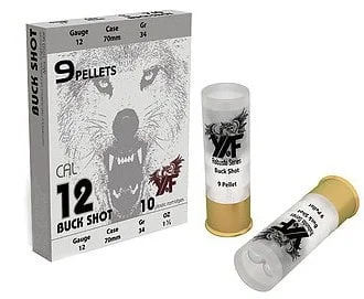 Yaf 12 kalibre 11/0 9 pellet buckshot av ve savunma fişeği mühimmatı.