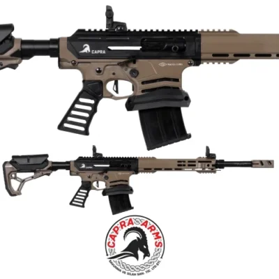 Capra Arms KA-12 PRO çöl renkli 12 kalibre şarjörlü yarı otomatik taktik av tüfeği.