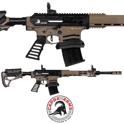 Capra Arms KA-12 PRO Çöl Şarjörlü Capra Arms KA-12 PRO çöl renkli 12 kalibre şarjörlü yarı otomatik taktik av tüfeği.