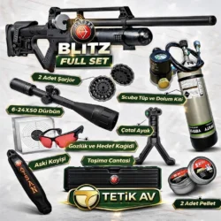 Hatsan Blitz tam otomatik PCP havalı tüfek, scuba tüp ve dürbünlü kampanyalı combo set.