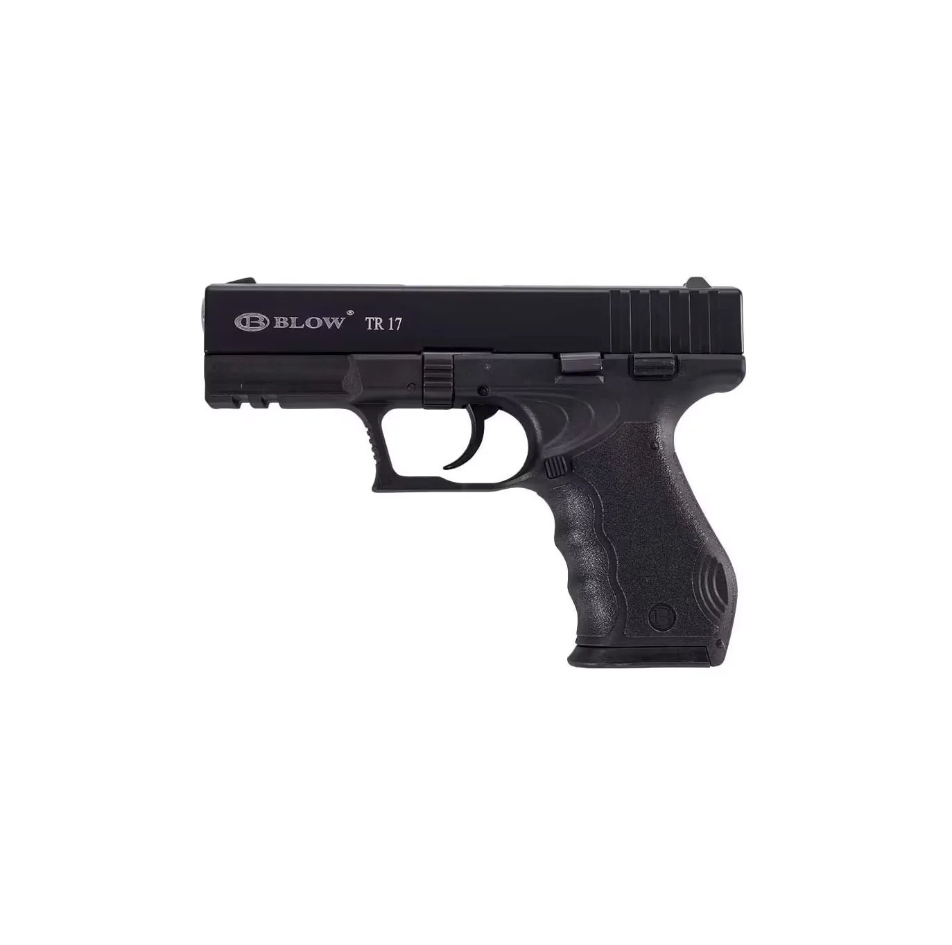 Blow TR17 siyah 9mm yarı otomatik kurusıkı ses tabancası taktik polimer gövde.