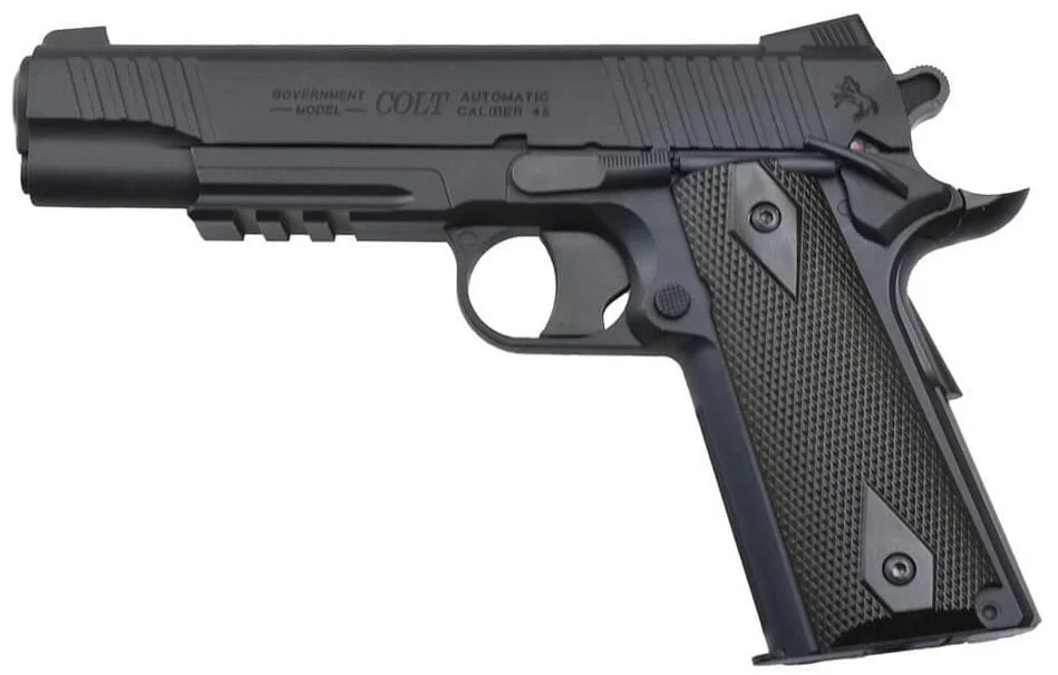 Cybergun Colt 1911 M45A1 Rail Black 6mm CO2 taktik airsoft tabanca modeli.