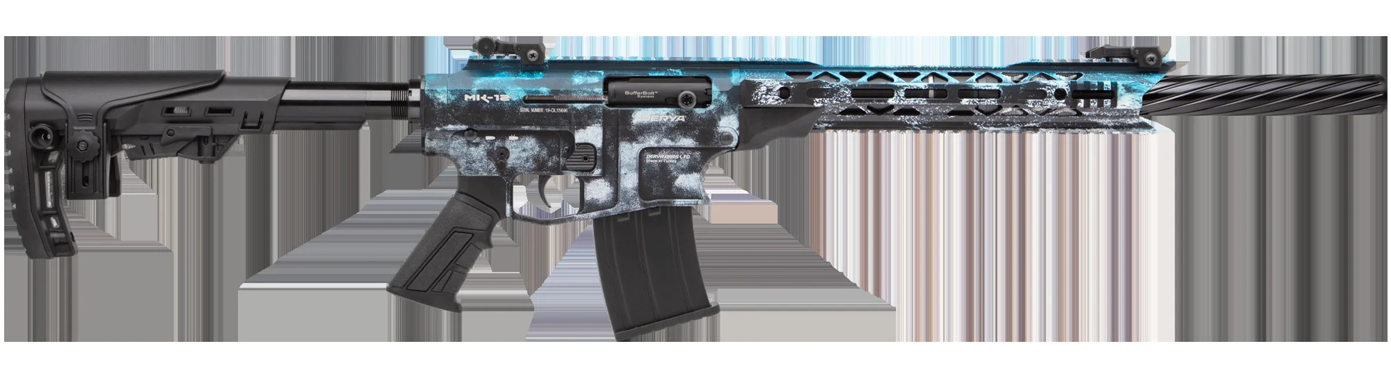 Derya MK-12 AS-108SE Mavi Beyaz Derya MK-12 AS-108SE 12 Kalibre yarı otomatik şarjörlü taktik av tüfeği mavi beyaz.