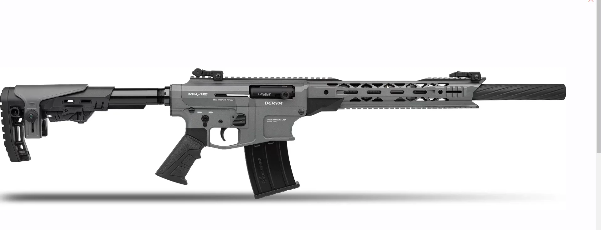Derya MK-12 AS-110SF Şarjörlü Tüfek Derya MK-12 AS-110SF 12 kalibre gri taktik şarjörlü av tüfeği.