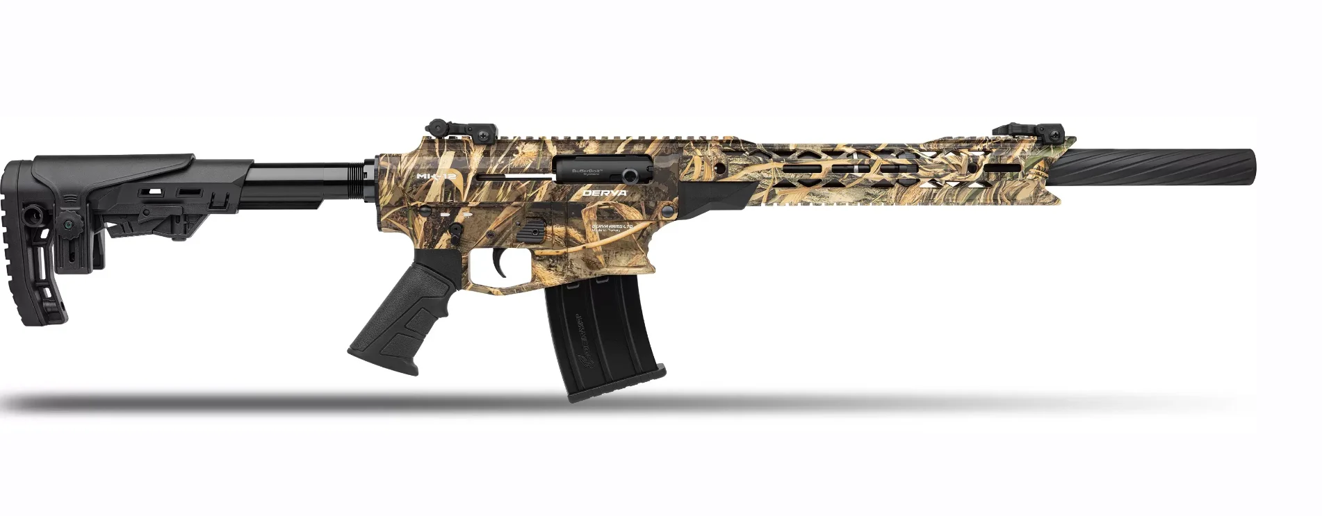 Derya Mk-12 As-160K Kamuflaj Şarjörlü Tüfek Derya Mk-12 As-160K kamuflaj desenli 12 kalibre yarı otomatik şarjörlü av tüfeği.