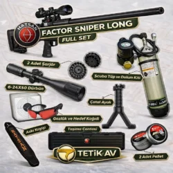 Hatsan Factor Sniper Long PCP havalı tüfek ve scuba tüplü kampanyalı taktik set.