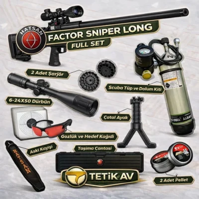 Hatsan Factor Sniper Long PCP havalı tüfek ve scuba tüplü kampanyalı taktik set.
