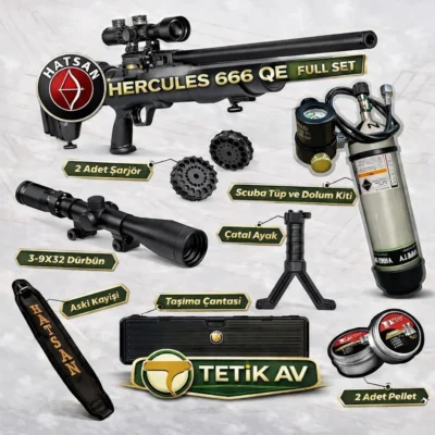 Hatsan Hercules 666 QE PCP havalı tüfek scuba tüplü kampanyalı full combo set.