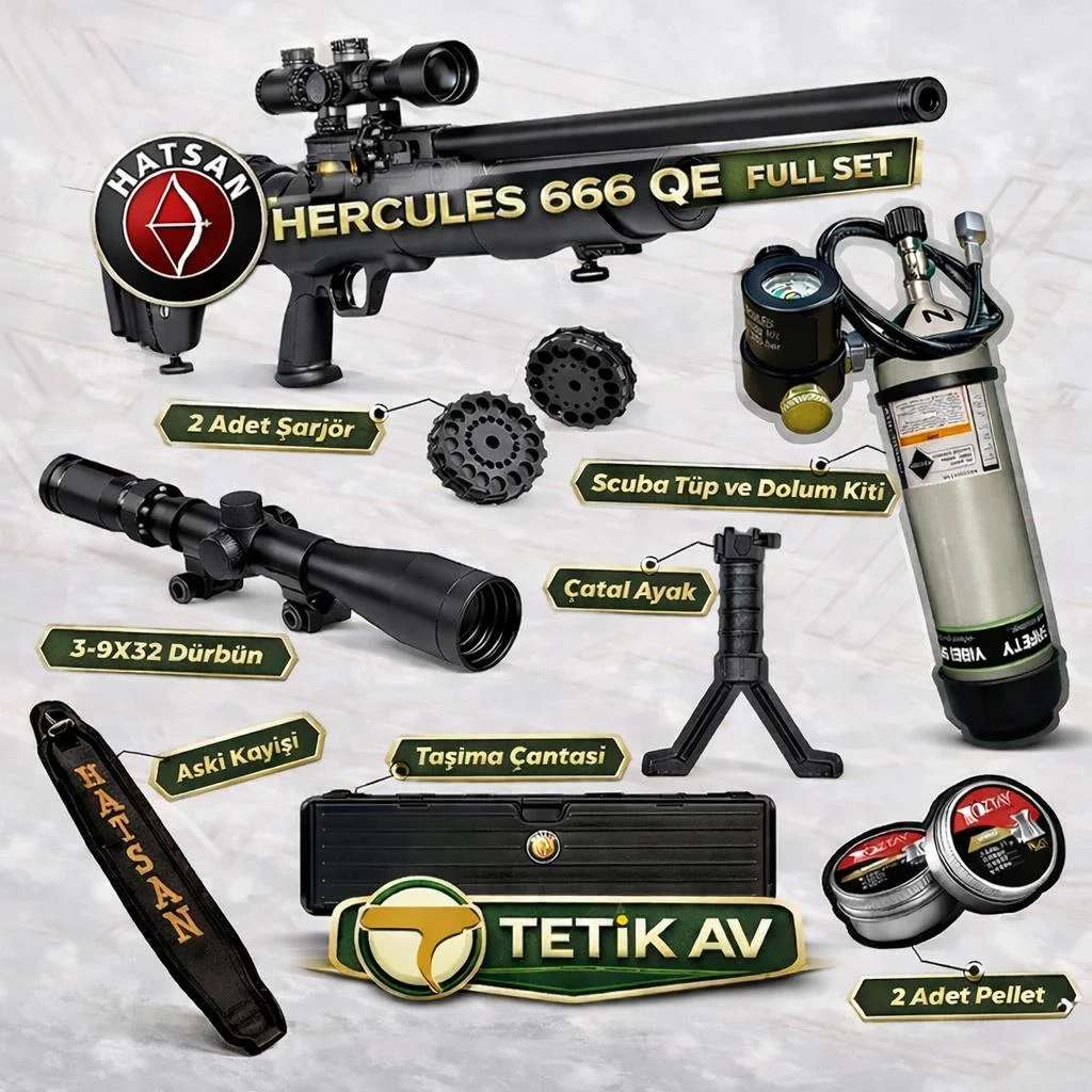 Hatsan Hercules 666 QE PCP havalı tüfek scuba tüplü kampanyalı full combo set.