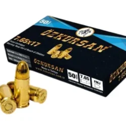 Özkursan 7.65mm Browning FMJ 70 grain tabanca fişeği, yüksek performanslı yerli mühimmat.