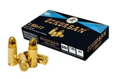 Özkursan 7.65mm Browning FMJ 70 grain tabanca fişeği, yüksek performanslı yerli mühimmat.