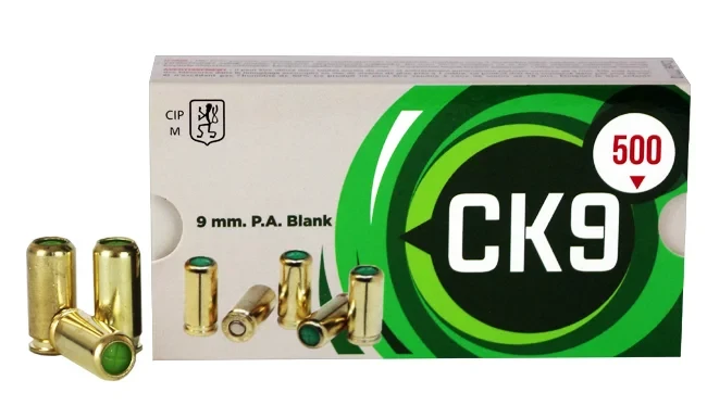 Özkursan 9mm P.A.K. Ses Fişeği Özkursan 9mm P.A.K. CK9 Gold yüksek desibelli kurusıkı ses tabancası fişeği.