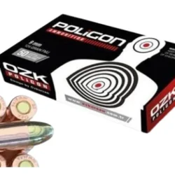 Özkursan 9x19mm Parabellum Luger poligon tabanca fişeği, 124 grain FMJ hedef atıcılığı mermisi