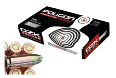 Özkursan 9x19mm Parabellum Luger poligon tabanca fişeği, 124 grain FMJ hedef atıcılığı mermisi