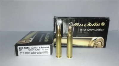 Sellier & Bellot .223 Rem SP 55 Grain yüksek isabetli yumuşak uçlu yivli tüfek fişeği.