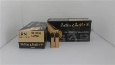 Sellier & Bellot .32 S&W Long LRN 100 Grain kurşun uçlu toplu tabanca mermisi.