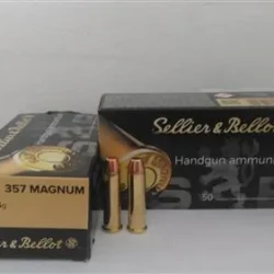 Sellier & Bellot .357 Magnum FMJ 158 Grain yüksek performanslı toplu tabanca fişeği.