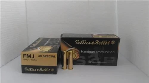 Sellier & Bellot .38 Special FMJ 158 Grain toplu tabanca fişeği.