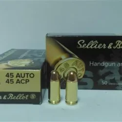 Sellier & Bellot .45 ACP FMJ 230 grain tabanca fişeği, poligon ve eğitim mühimmatı.