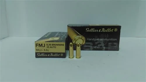Sellier & Bellot 6.35mm 25 ACP FMJ 50 Grain tabanca fişeği
