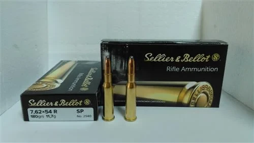 Sellier & Bellot 7.62x54R SP 180 Grain yivli tüfek fişeği, yüksek tahribatlı av mermisi.