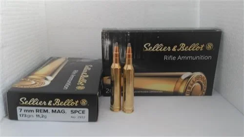 Sellier Bellot 7mm Rem Mag Fişek Sellier & Bellot 7mm Rem Mag SPCE 173 Grain yüksek tahribatlı yivli tüfek fişeği.