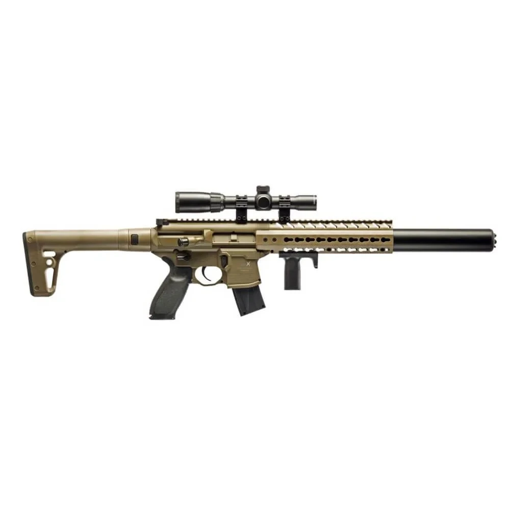 Sig Sauer MCX Gen II yarı otomatik CO2 4.5mm havalı tüfek ve dürbün seti.
