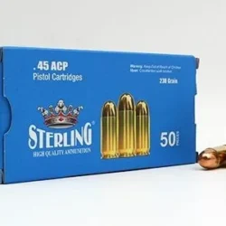 Turaç Sterling 45 ACP FMJ 230 Grain tabanca fişeği ve eğitim mühimmatı.
