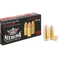 Turaç Sterling 9x19mm Parabellum Luger FMJ 115 Grain tabanca fişeği mermisi