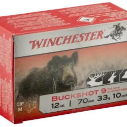Winchester Italy 11/0 9 pellets 12 kalibre şevrotin domuz avı fişeği.