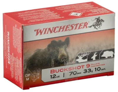Winchester Italy 11/0 9 pellets 12 kalibre şevrotin domuz avı fişeği.