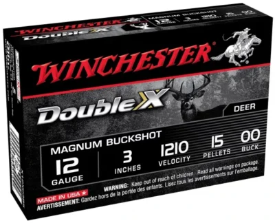 Winchester Double-X Magnum 12 Kalibre 15'li 00 Buck şevrotin av ve savunma fişeği.